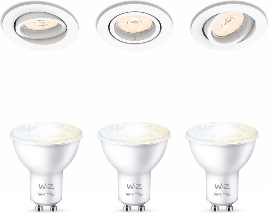 WiZ Philips Enneper Inbouwspots met GU10 Lamp Warm-Wit tot Koel-Wit Licht LED Dimbaar Spotjes Inbouw 3 Lichtpunten Wit