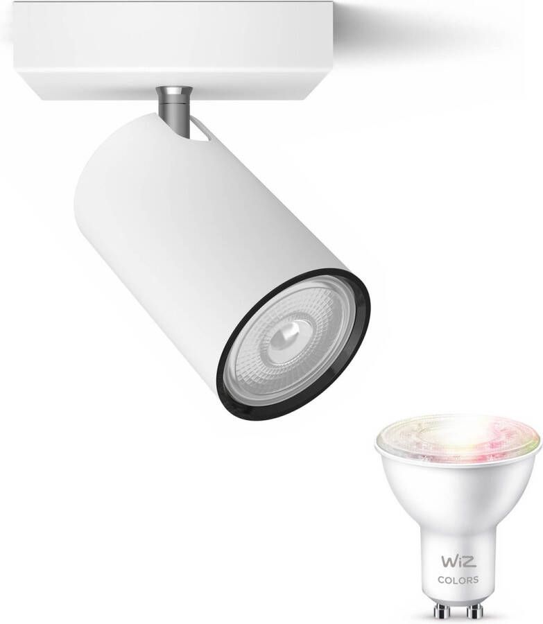 WiZ Philips myLiving Kosipo Opbouwspot Wit 1 Lichtpunt Spotje Opbouw Incl. Gu10 gekleurd licht