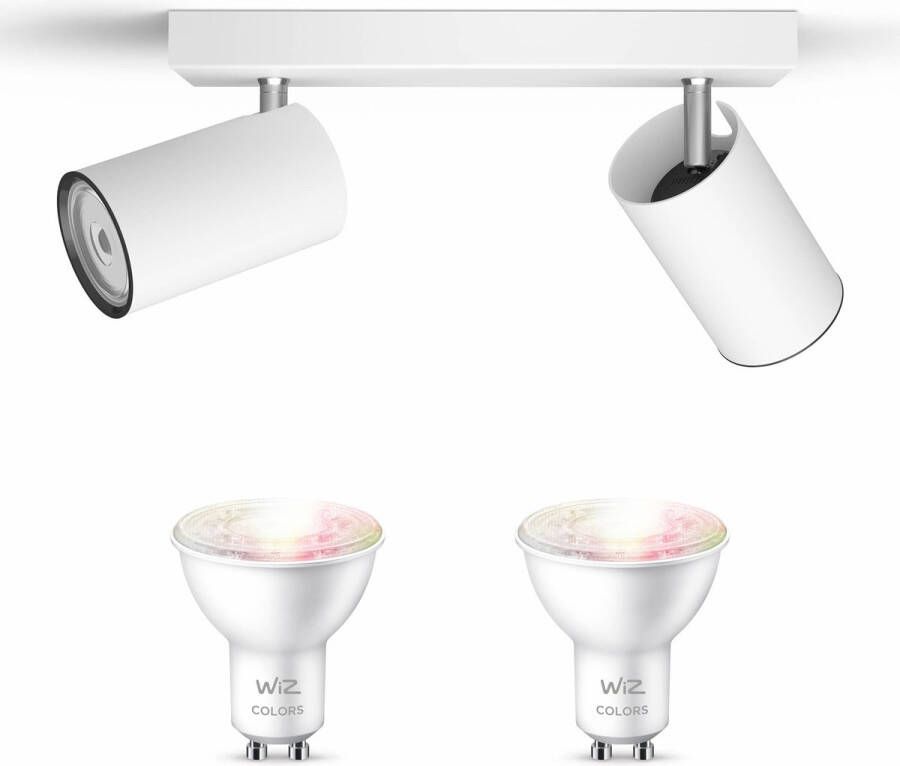 WiZ Philips myLiving Kosipo Opbouwspot Wit 2 Lichtpunten Spotjes Opbouw Incl. Gu10 gekleurd licht