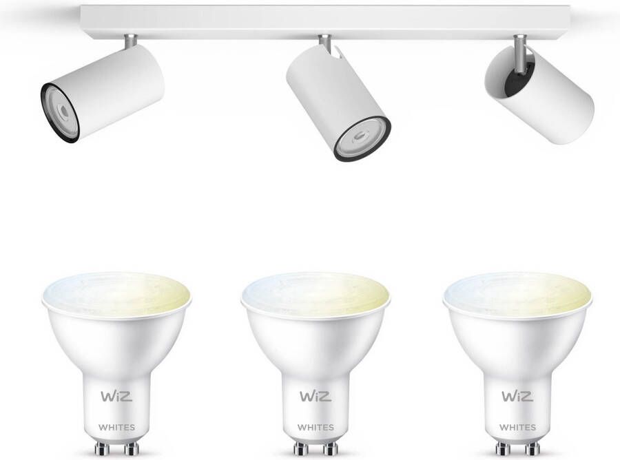 WiZ Philips myLiving Kosipo Opbouwspot Wit 3 Lichtpunten Spotjes Opbouw Incl. Gu10 warmwit tot koelwit licht