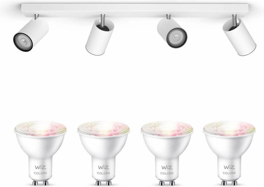 WiZ Philips myLiving Kosipo Opbouwspot Wit 4 Lichtpunten Spotjes Opbouw Incl. Gu10 gekleurd licht
