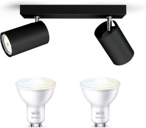 WiZ Philips myLiving Kosipo Opbouwspot Zwart 2 Lichtpunten Spotjes Opbouw Incl. GU10 Warmwit tot Koelwit Licht Bluetooth