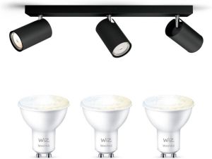 WiZ Philips myLiving Kosipo Opbouwspot Zwart 3 Lichtpunten Spotjes Opbouw Incl. GU10 Warmwit tot Koelwit Licht Bluetooth