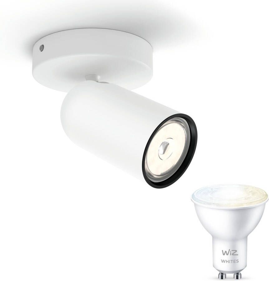 WiZ Philips myLiving Pongee Opbouwspot Wit 1 Lichtpunt Spotjes Opbouw Incl. GU10 Warmwit tot Koelwit Licht Bluetooth