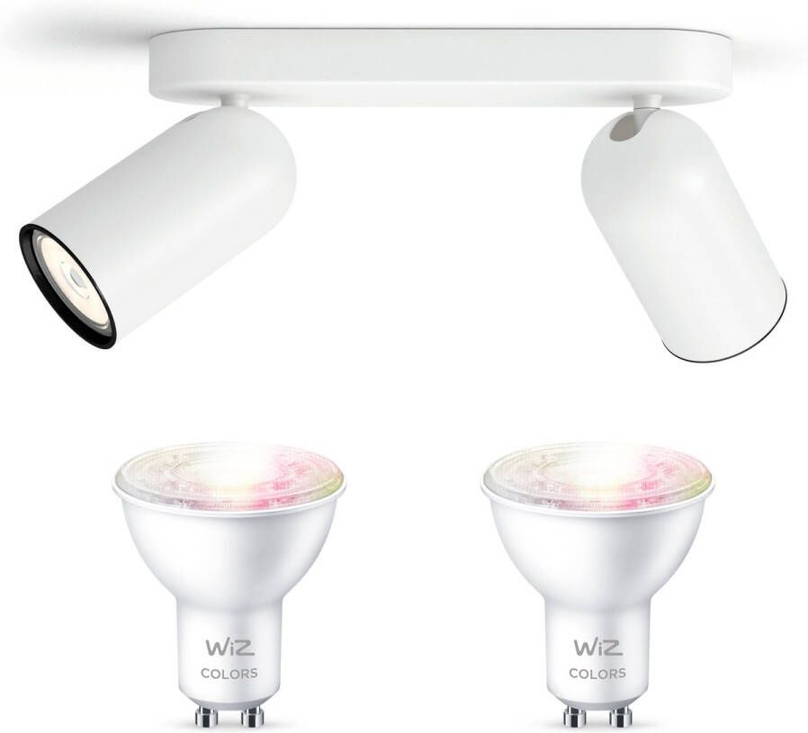 WiZ Philips myLiving Pongee Opbouwspot Wit 2 Lichtpunten Spotjes Opbouw Incl. GU10 Gekleurd Licht Bluetooth
