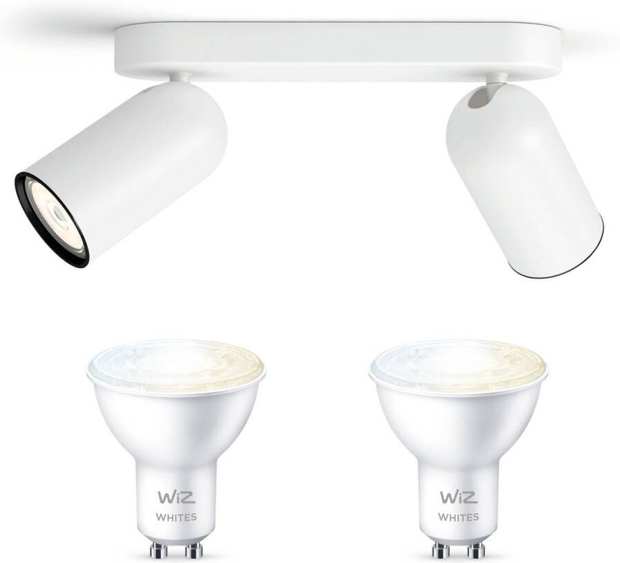 WiZ Philips myLiving Pongee Opbouwspot Wit 2 Lichtpunten Spotjes Opbouw Incl. GU10 Warmwit tot Koelwit Licht Bluetooth