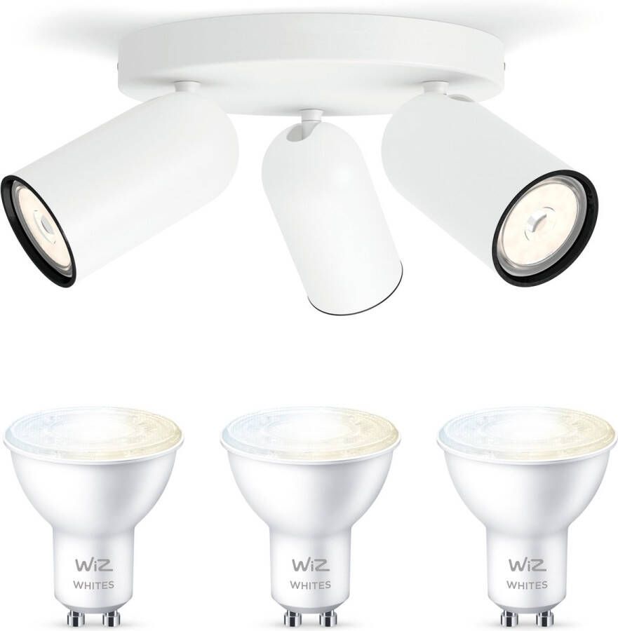 WiZ Philips myLiving Pongee Opbouwspot Wit 3 Lichtpunten Spotjes Opbouw Incl. GU10 Warmwit tot Koelwit Licht Bluetooth