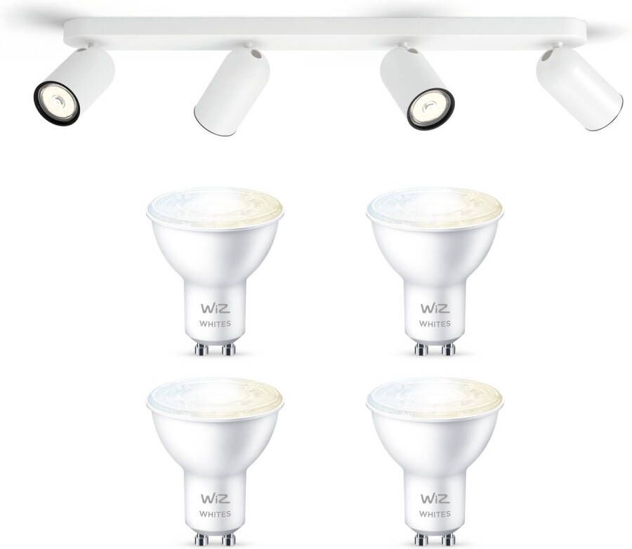 WiZ Philips myLiving Pongee Opbouwspot Wit 4 Lichtpunten Spotjes Opbouw Incl. GU10 Warmwit tot Koelwit Licht Bluetooth