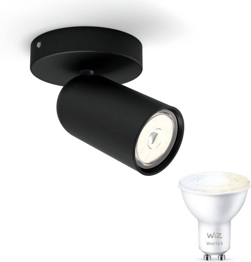 WiZ Philips myLiving Pongee Opbouwspot Zwart 1 Lichtpunt Spotjes Opbouw Incl. GU10 Warmwit tot Koelwit Licht Bluetooth