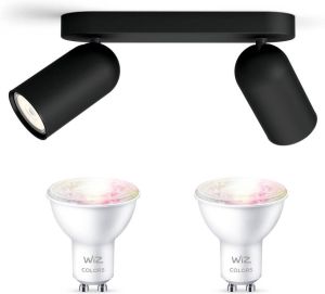 WiZ Philips myLiving Pongee Opbouwspot Zwart 2 Lichtpunten Spotjes Opbouw Incl. GU10 Gekleurd Licht Bluetooth