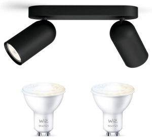WiZ Philips myLiving Pongee Opbouwspot Zwart 2 Lichtpunten Spotjes Opbouw Incl. GU10 Warmwit tot Koelwit Licht Bluetooth