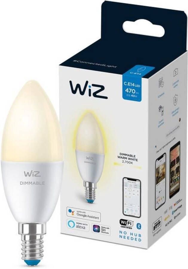 WiZ Slimme LED Verlichting E14 Kaarslamp Wit Licht 4 9W Mat Wi-Fi