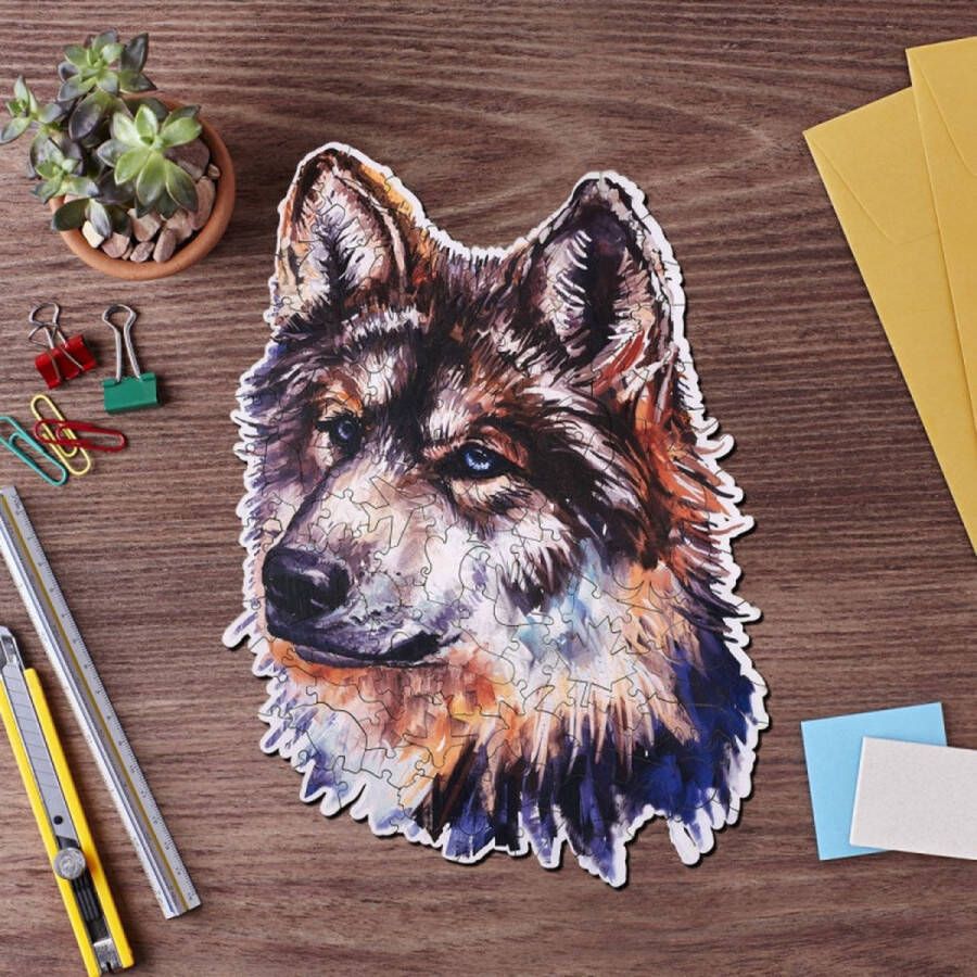 Wizardi Houten Figurenpuzzel WOLF 152 stukjes 30 x 35 cm