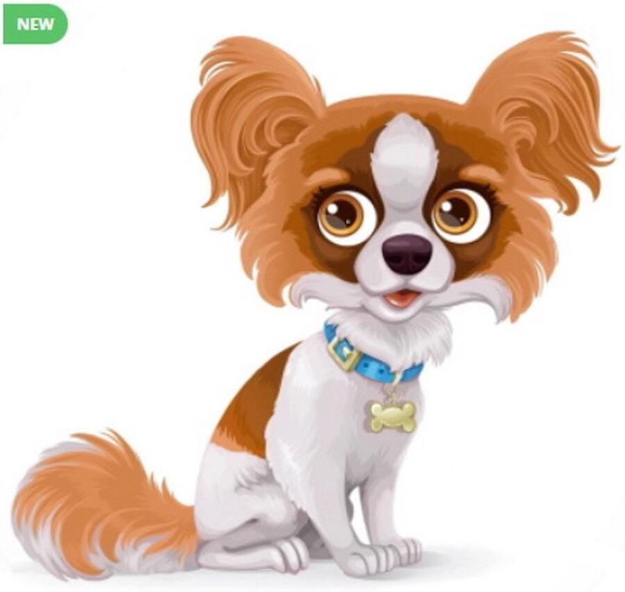 Wizardi Diamond Painting WD3023 Papillon dog (Vlinderhondje)