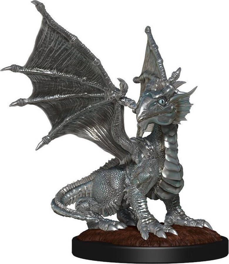Wizkids Dungeons and Dragons Miniatures Nolzur's Marvelous Silver Dragon Wyrmling and Halfing Child Miniatuur Ongeverfd