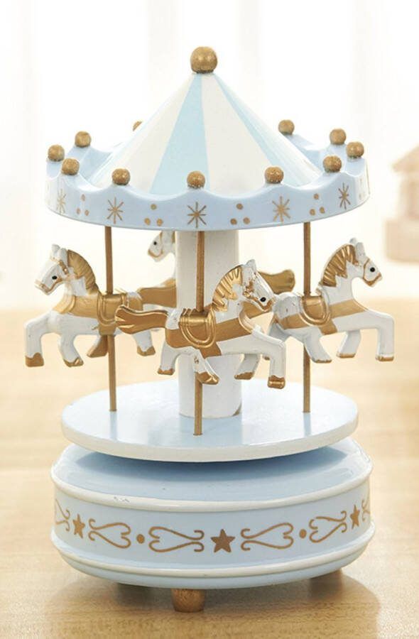 WK Wang Knobbout WK Pretpark Carousel Muziekdoos- Klassieke muziek Muziekdoos -105*190mm -blauw