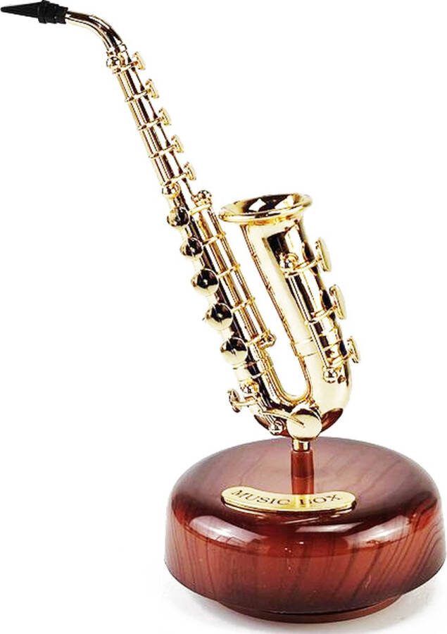 WK Wang Knobbout WK Saxofoon muziekdoos Klassieke muziek -19*9.3cm goudkleurig