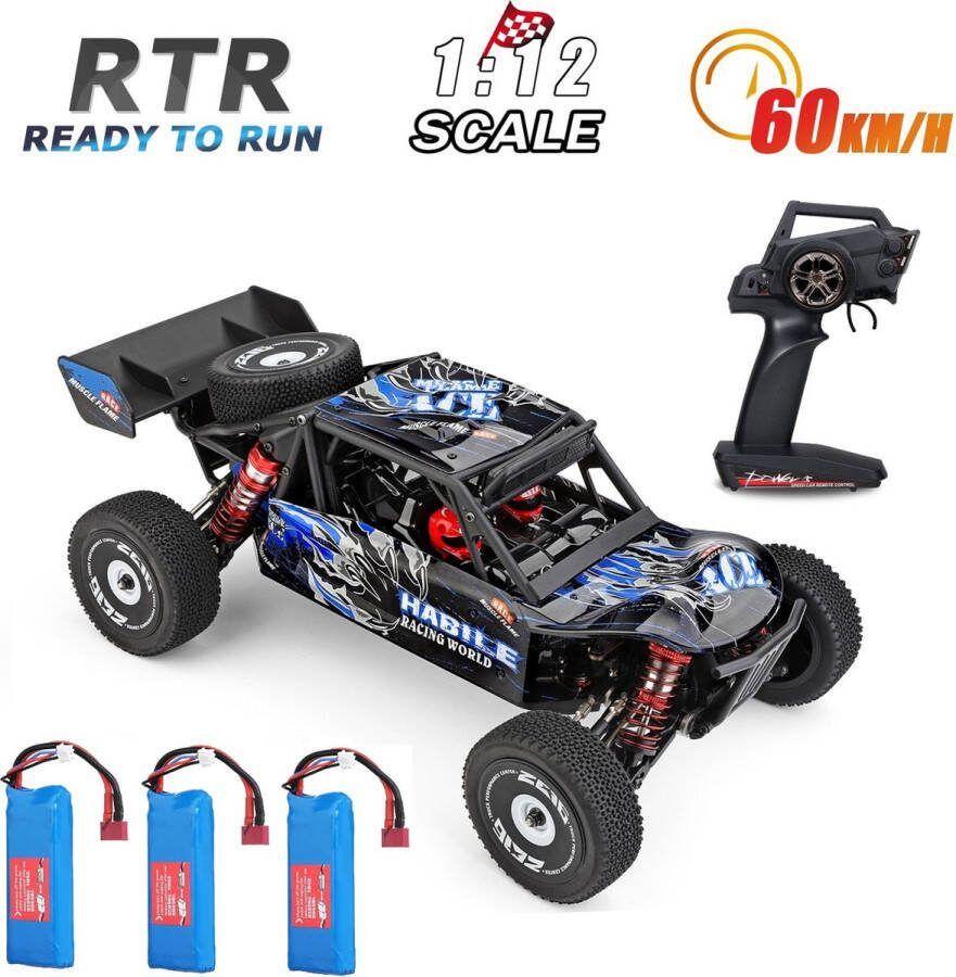 WLtoys 124018 Snelle RC Auto met 3 Accu's RC Voertuig Volwassenen Off Road Buggy Radiografisch Bestuurbare Terreinwagen RC Car