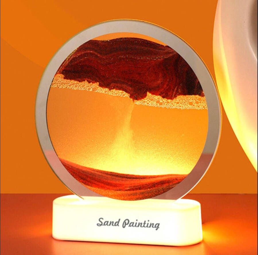 WMD Online Bewegende zandkunst Zandloper Verlichte zandkunst Rood Nachtlamp Rustgevend LED decoratie