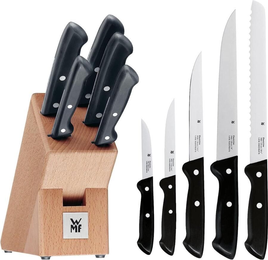 WMF Messenblok Classic Line Lemmeten van speciaal messenstaal (set 6-delig)