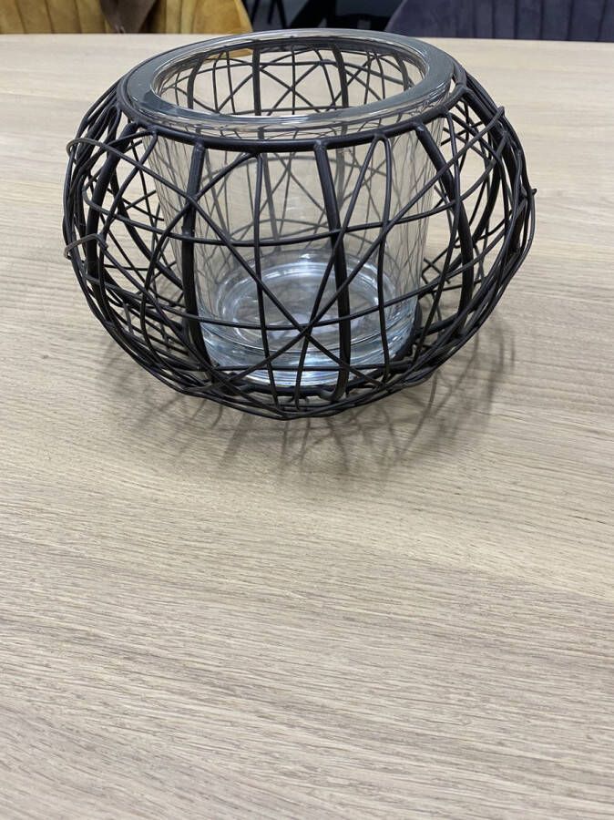 Wmg Windlicht staal geweven incl glas