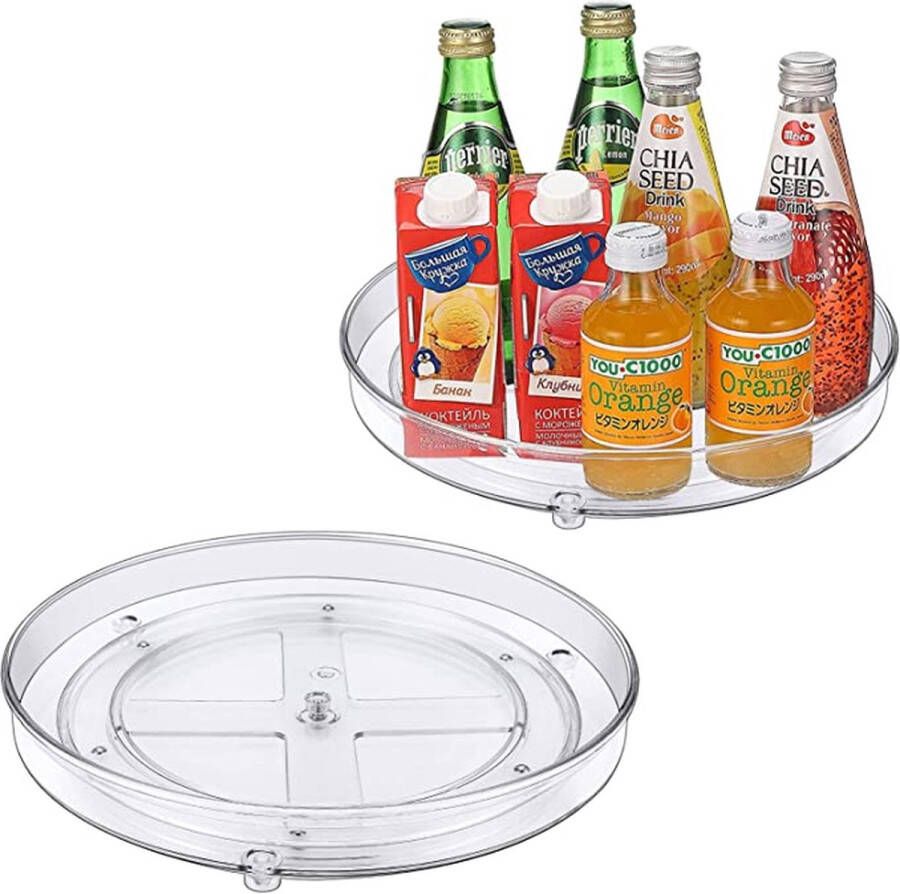 Set Van 2 Draaiplateau 27cm + 23 5 cm Roteerbaar Draaiplateau Koelkast Keuken organizers