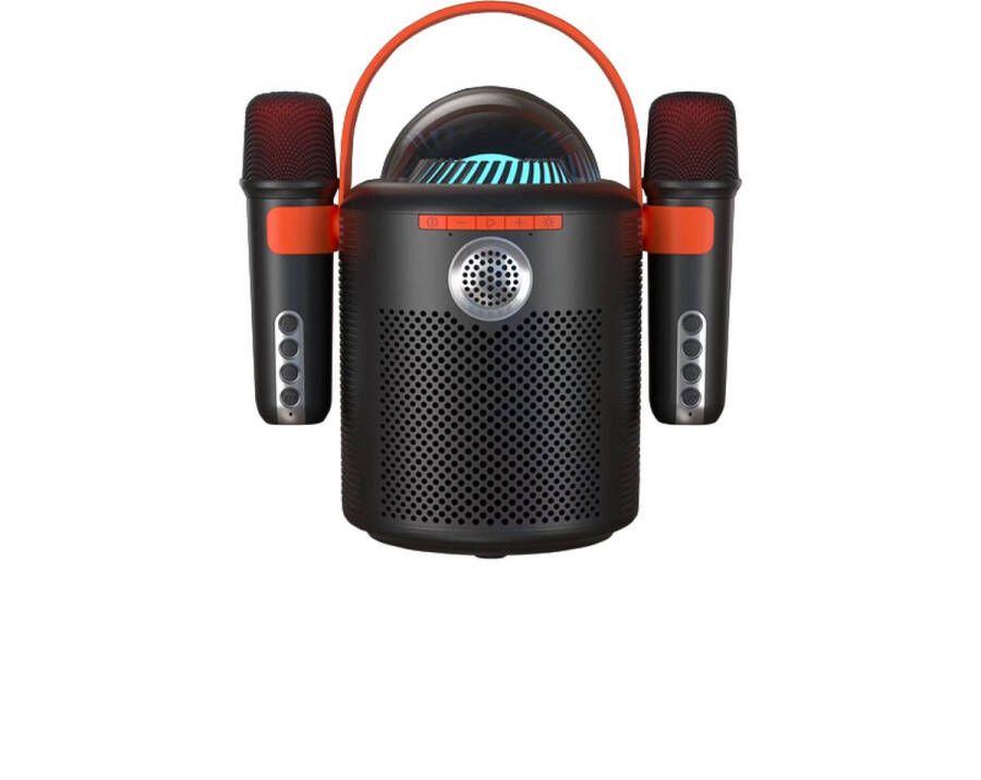 Woegel karaoke set A5 – Draadloze Bluetooth Party Speaker – met TF-kaart – oplaadbare accu – draadloze micro – 2 microfoons – zwart