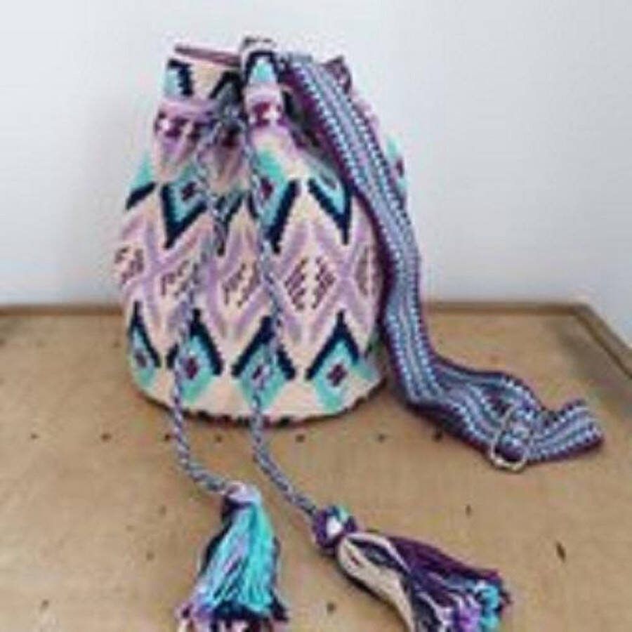 Wolcafé Haakpakket Mochila tasje lila