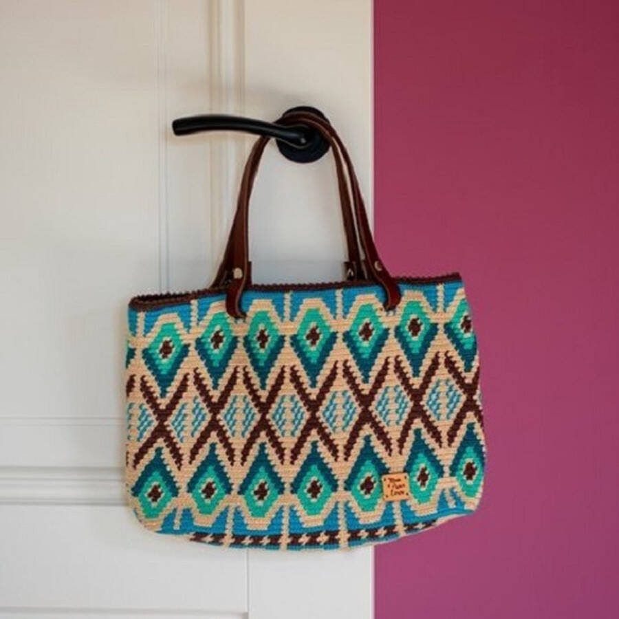 Wolcafé Haakpakket Mochila tasje ovaal blauw