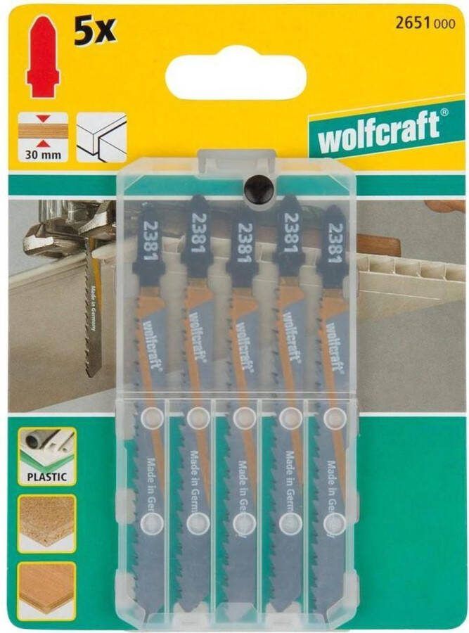Wolfcraft 2651000 HCS Decoupeerzaagblad 100mm Zacht hout MDF Laminaat Kunststof (5st)