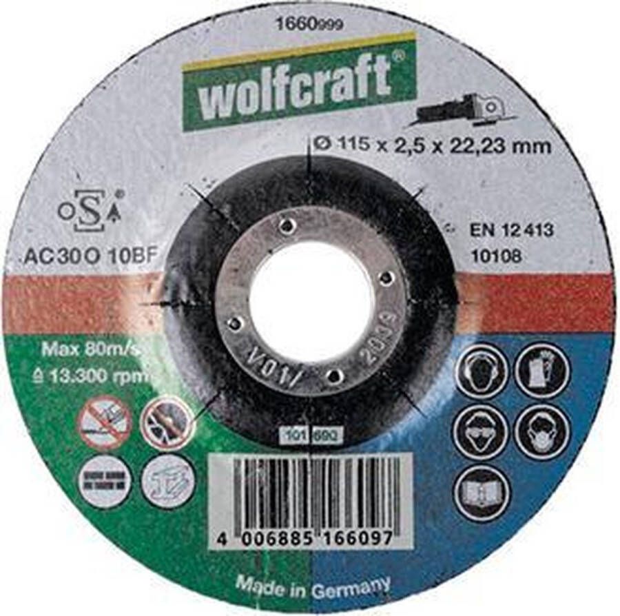 Wolfcraft Doorslijpschijf steen en metaal 115x25mm asgat 222mm