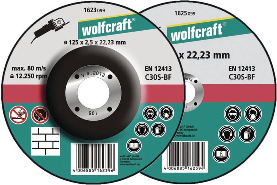 Wolfcraft 1623300 Doorslijpschijf 125 x 22 23mm Steen (5st)