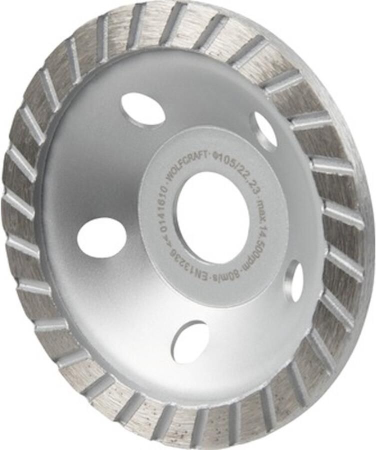 Wolfcraft Komschijf Diamant Ø105x22 23 mm Geschikt voor Beton Puimsteen Plavuizen Natuursteen Kunststeen en Mortel