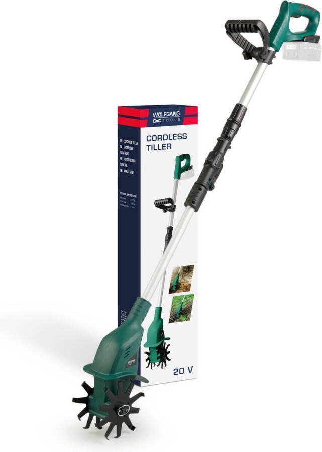 Wolfgang 20V elektrische schoffel voor de tuin accu verticuteermachine met verstelbare steel tuinfrees voor onkruid in de tuin werkdiepte 15 cm (Geleverd zonder accu en oplader)