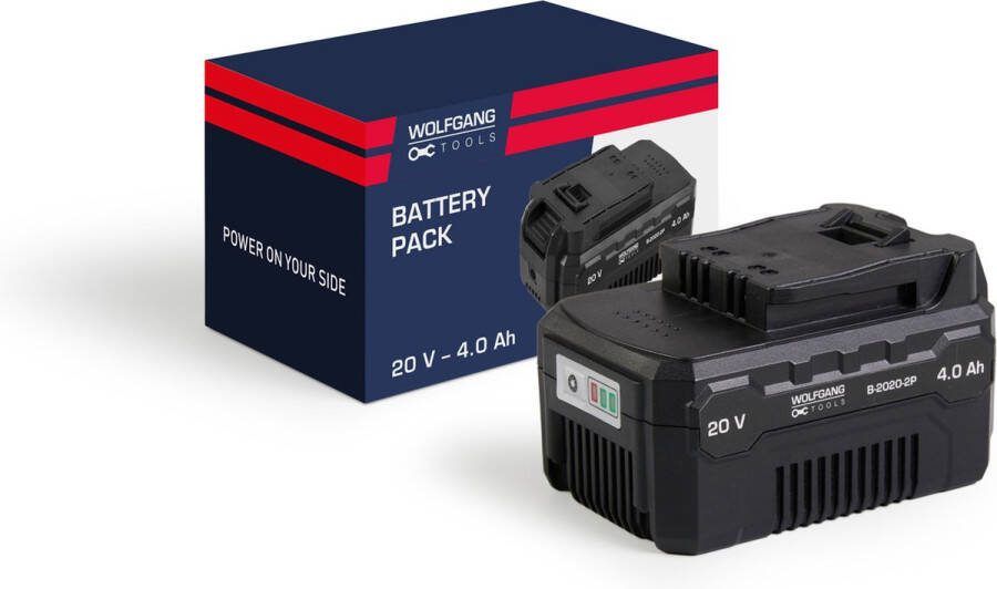 Wolfgang Accu 20v B2020-2P Oplaadbare accu voor doe-het-zelf & tuingereedschap Accu met LED statusindicatoren 4.0Ah