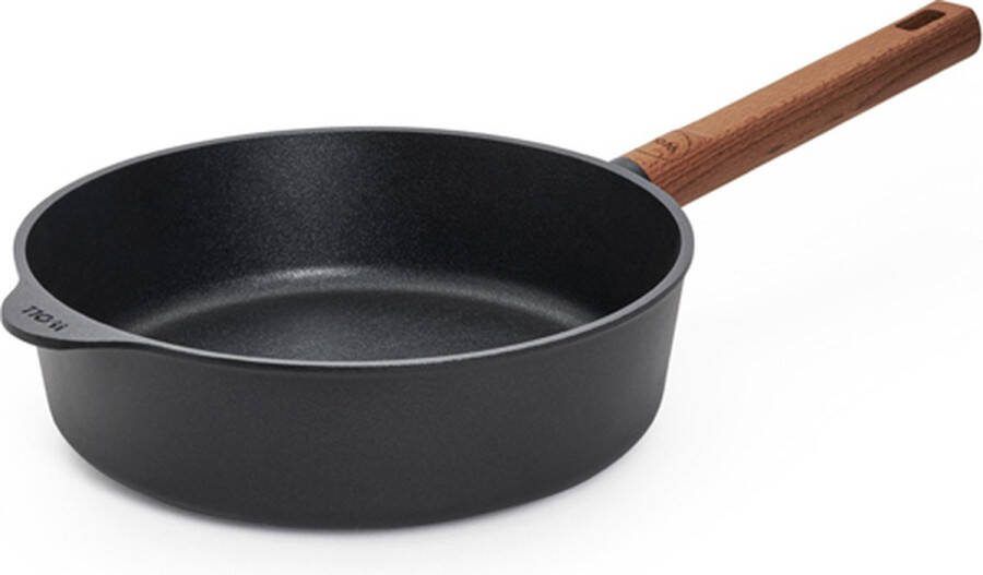 Woll EcoLogic QXR Hapjespan inductie met houten vaste greep Ø240mm H 70mm Zwart