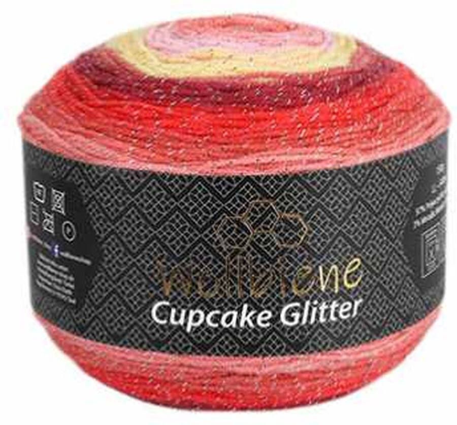 Wollbiene Cupcake Glitter Verloopgaren 150 gram 540 meter Breigaren Haakgaren Glitter 1910