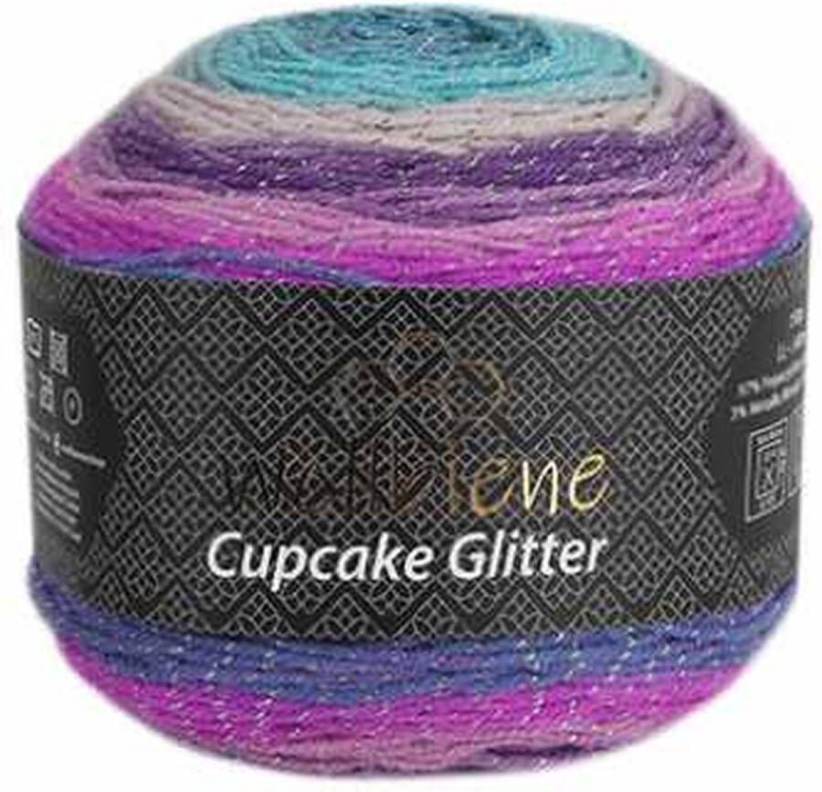 Wollbiene Cupcake Glitter Verloopgaren 150 gram 540 meter Breigaren Haakgaren Glitter 3030