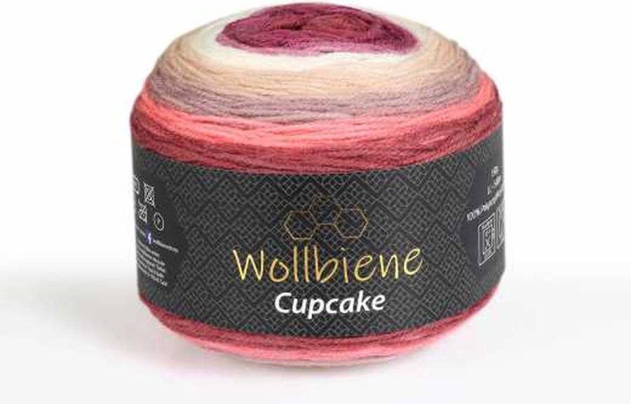 Wollbiene Cupcake Verloopgaren 150 gram 540 meter Breigaren Haakgaren 3080