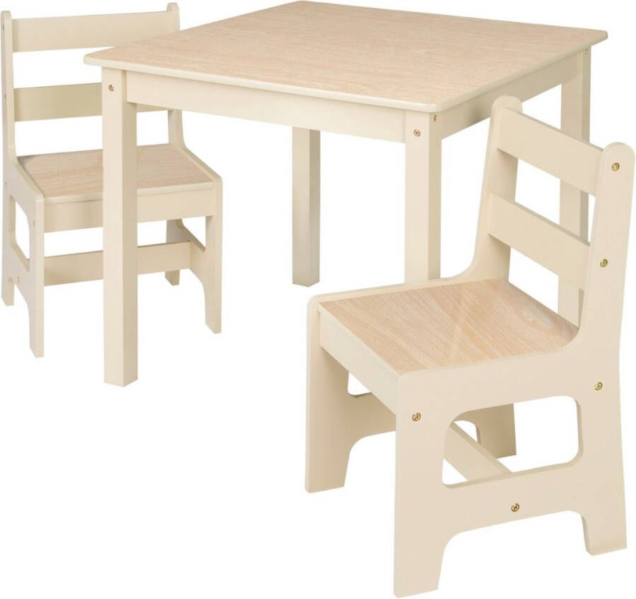 Merkloos GoodGear Kindertafel Met 2 Krukken Lichtgewicht & Makkelijke Montage Afgeronde Hoeken Houten Model