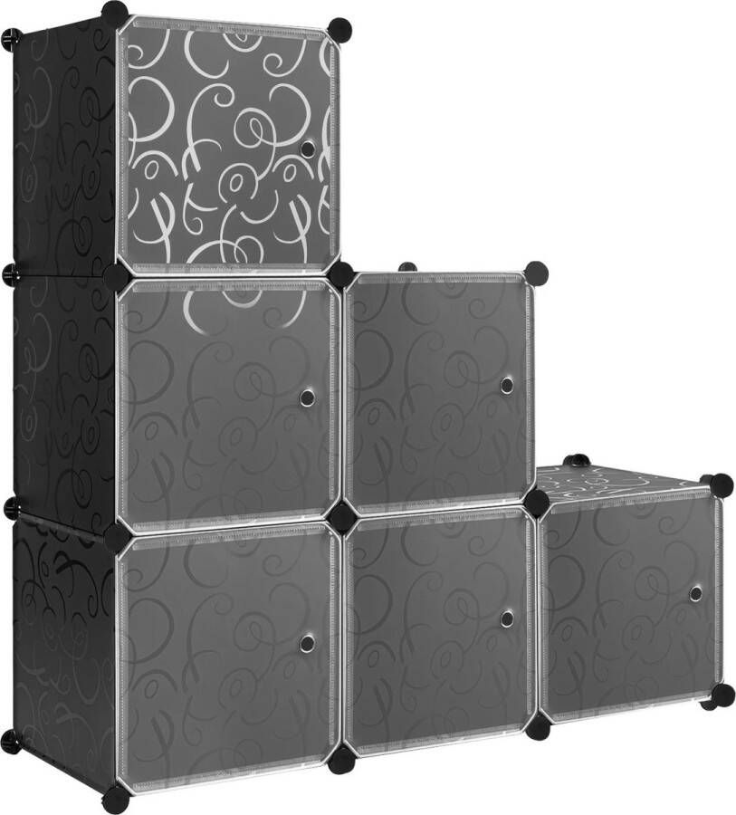 Woltu ShopEighty8 Schoenen Organizer Schoenenkast Schoenen opbergsysteem Schoenenbox Opvouwbaar Stapelbaar Magnetische Sluiting l35 x b35 x h35 cm Set van 6 Stuks Zwart