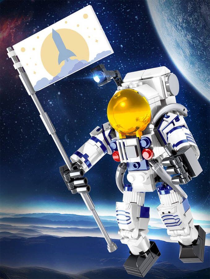 Woma Astronaut Bouwblokken Speelgoed Bouwpakket Bouwset 3D puzzel Mini blokjes Compatibel met Lego bouwstenen 229 Stuks