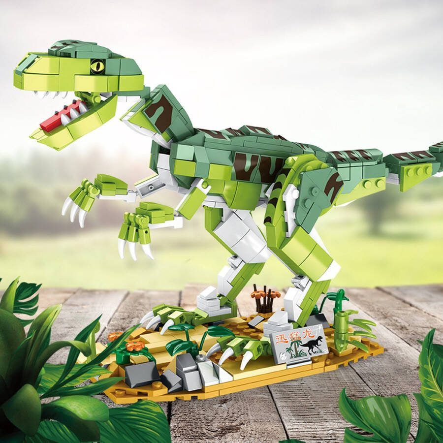 Woma Dinosaur Velociraptor Bouwpakket Bouwblokken Bouwset 3D puzzel Mini blokjes Compatibel met Lego bouwstenen 533 Stuks