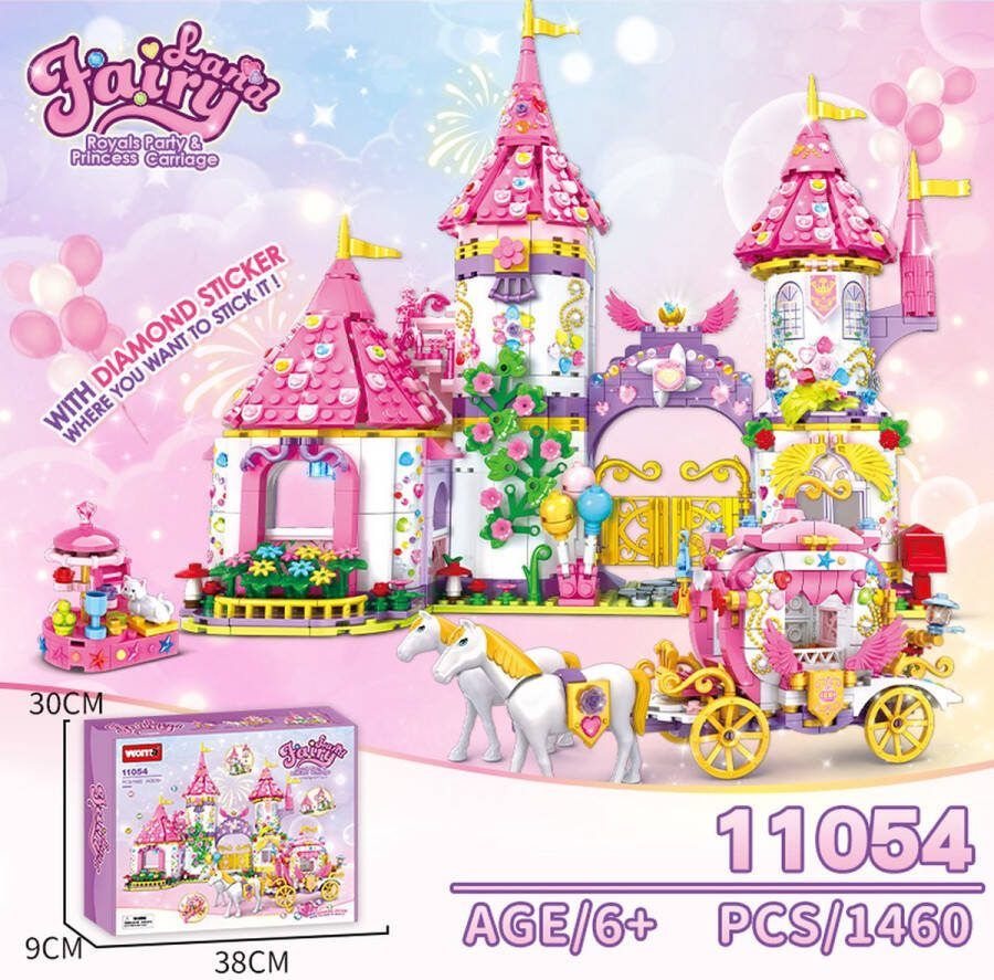 Woma Fairy Land Castle Kasteel bouwstenen Bouwpakket Bouwblokken Bouwset 3D puzzel Mini blokjes Compatibel met Lego bouwstenen 1460 Stuks