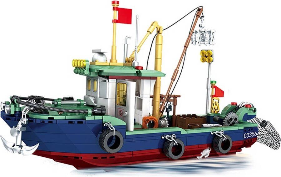 Woma Go Fishing Vissersboot Bouwpakket Bouwblokken Bouwset 3D puzzel Mini blokjes Compatibel met Lego bouwstenen 582 Stuks