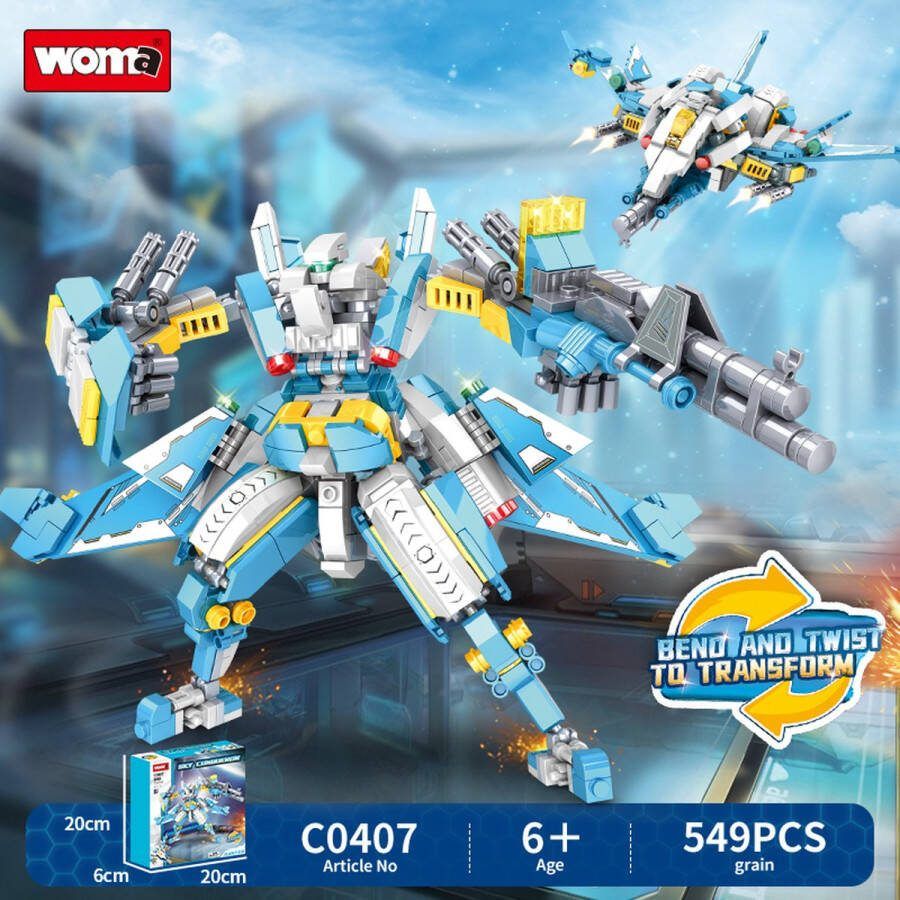 Woma Sky Conqueror Transformer Robot Bouwpakket Bouwblokken Bouwset 3D puzzel Mini blokjes Compatibel met Lego bouwstenen 549 Stuks
