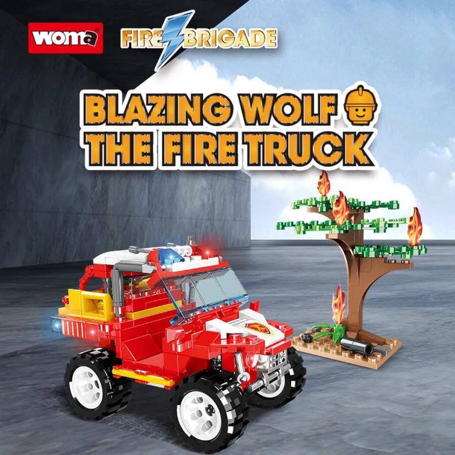 Woma The Fire Truck Brandweerwagen Bouwset Bouwpakket Bouwblokken Bouwset 3D puzzel Mini blokjes Compatibel met Lego bouwstenen 252 Stuks