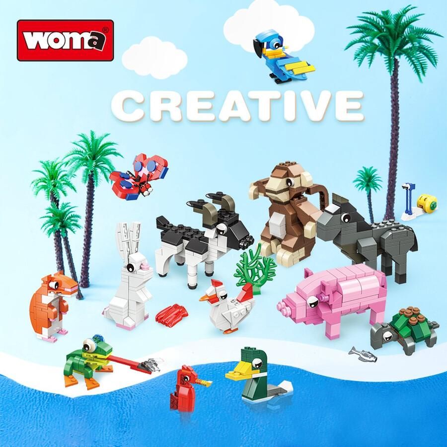 Woma Creative 16 verschillende Dieren bouwset Bouwpakket Bouwblokken Bouwset 3D puzzel Mini blokjes Compatibel met Lego bouwstenen 970 Stuks