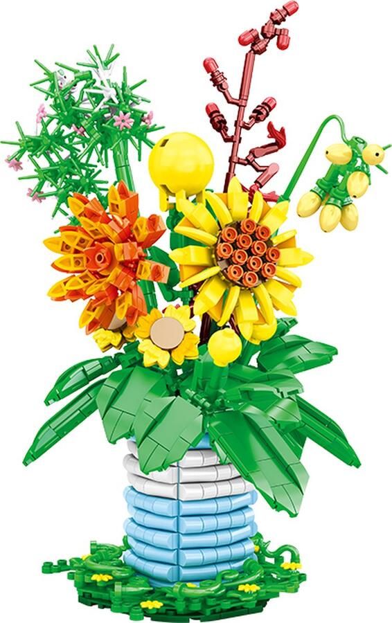 Woma Flower Bouquet bouwset Bloemenpracht Bouwset Bloemen bouwset Bouwpakket Bouwblokken Bouwset Bloemenboeket Mini blokjes Compatibel met Lego bouwstenen 962 Stuks