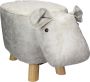 Womo-design Dierenkruk Nijlpaard Wit grijs 65x31x37 Cm Gemaakt Van Kunstleer - Thumbnail 1